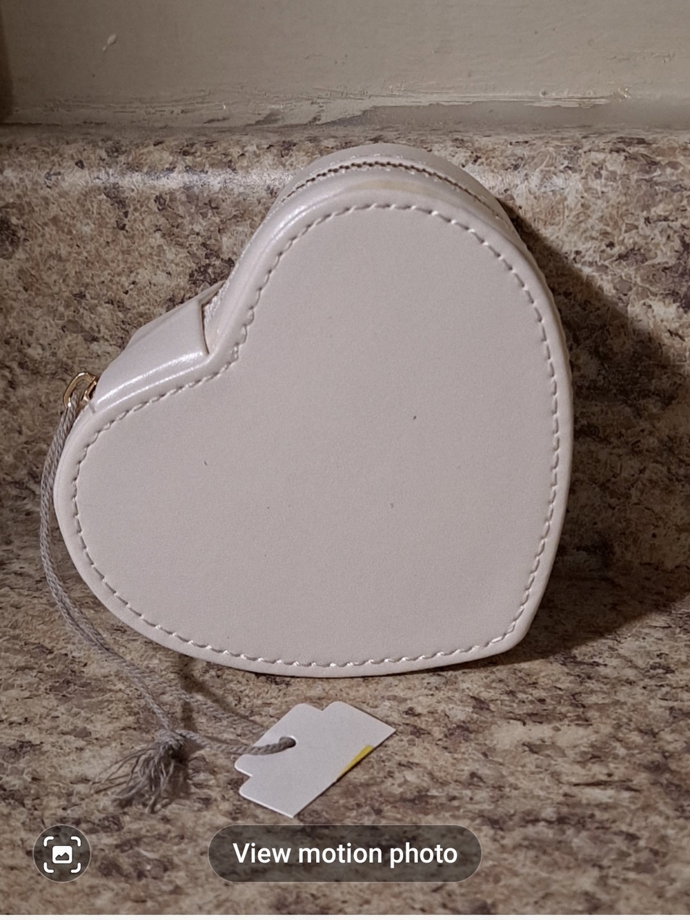 Heart-Shaped Cream Wristlet Bag - Unbranded